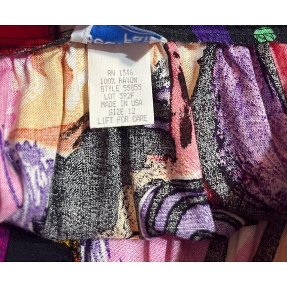 Vintage Groovy Bright Funky Print Abstract Skirt USA MADE Ladies Size M/L - Picture 5 of 6